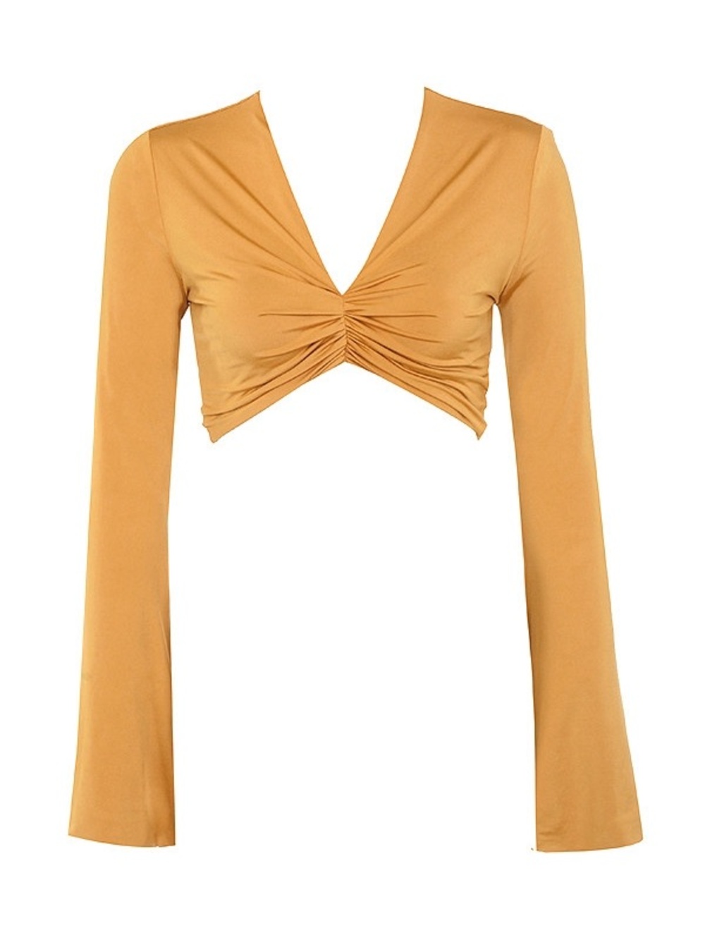 House of CB Mustard Silky Jersey Ruched Top -NWOT